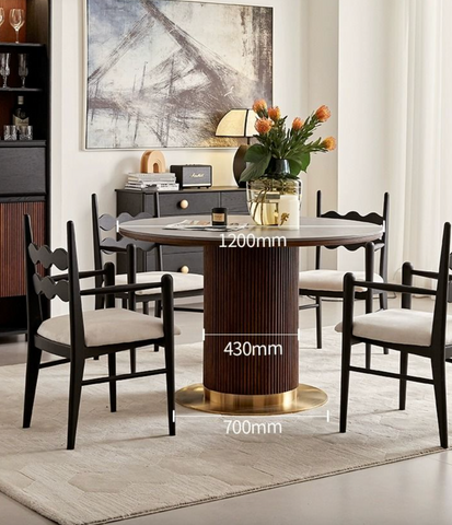 Bek Round Dining Table, Brown