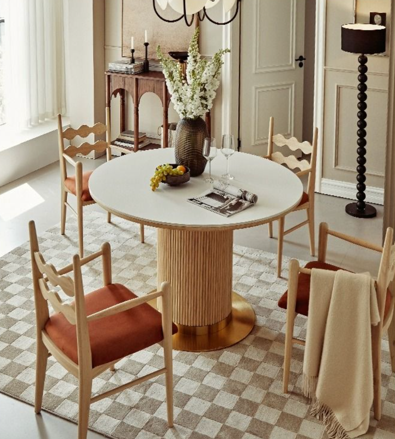 Bek Round Dining Table, White｜ DC Concept