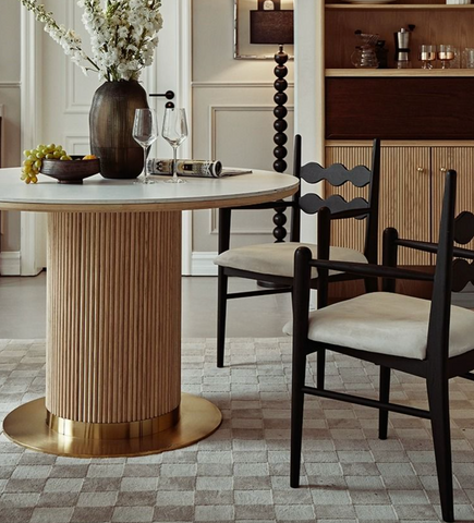 Bek Round Dining Table, White｜ DC Concept
