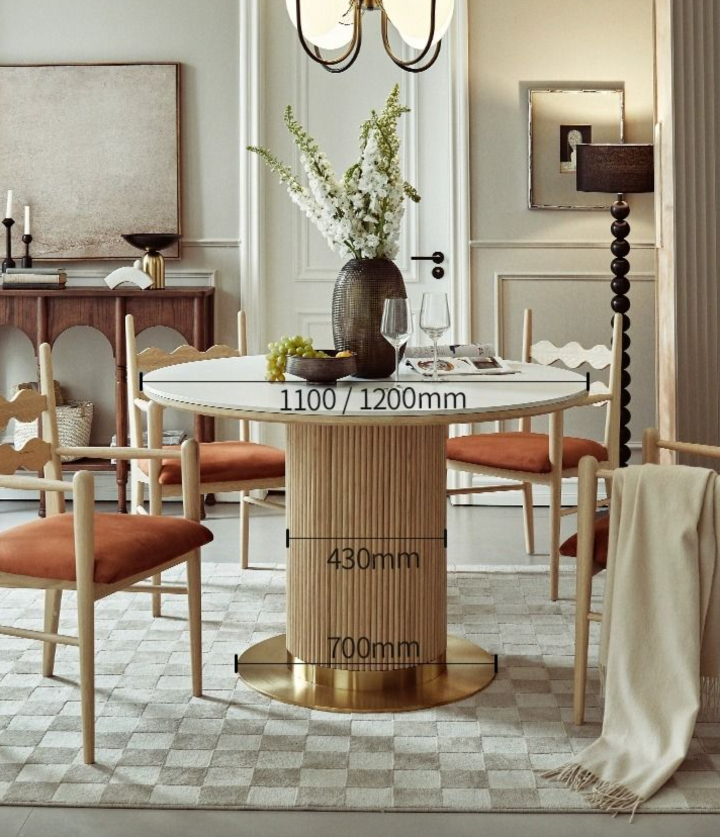 Bek Round Dining Table, White｜ DC Concept