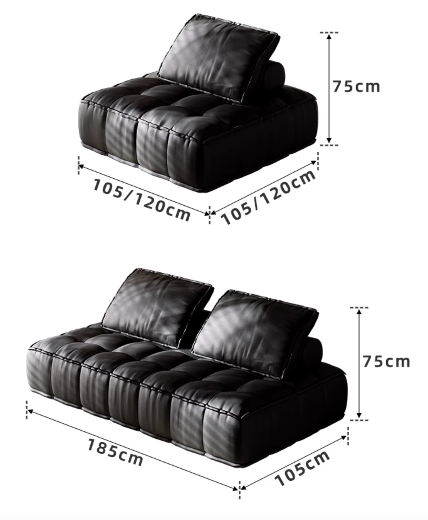 Lani Modular Seater Sofa, Single Seater, Black