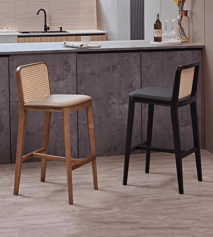 Ethan Rattan Barstool, Wood
