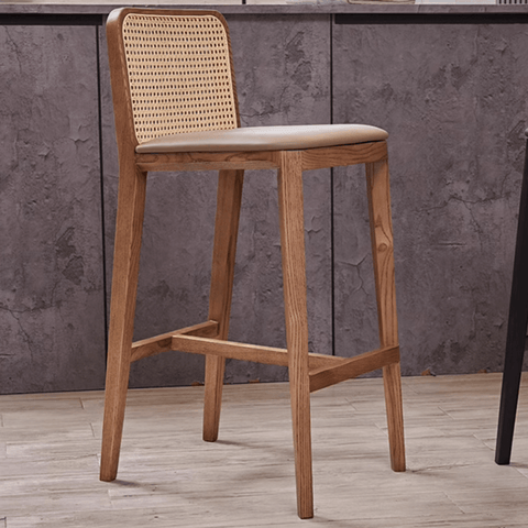 Ethan Rattan Barstool, Wood