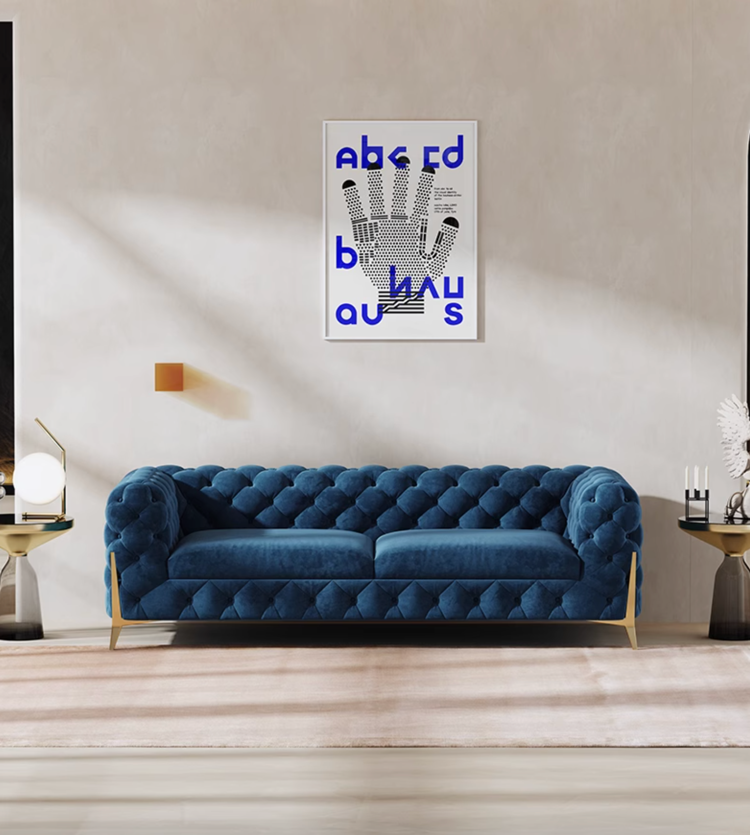 Aaron Two Seater Sofa, Velvet