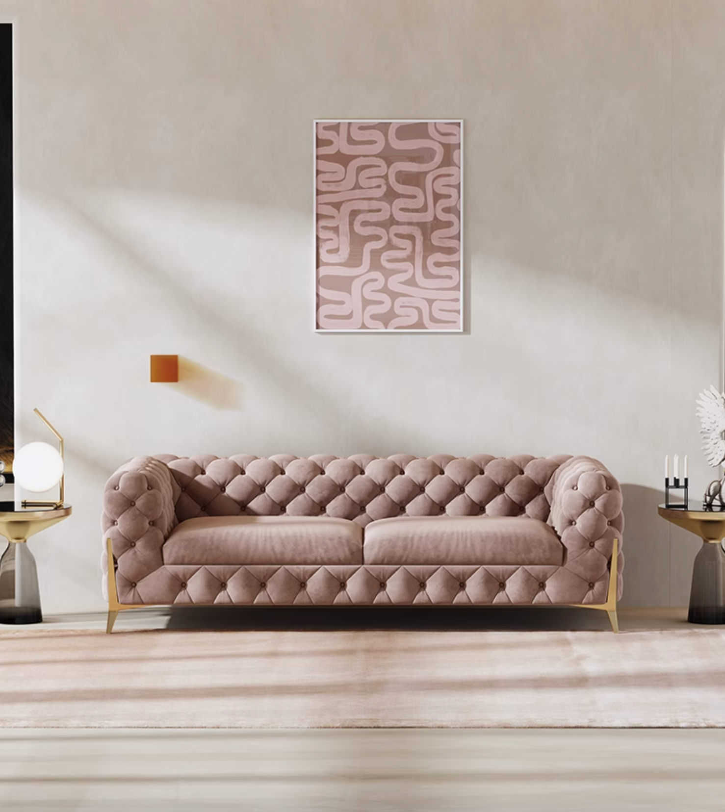 Aaron Two Seater Sofa, Velvet