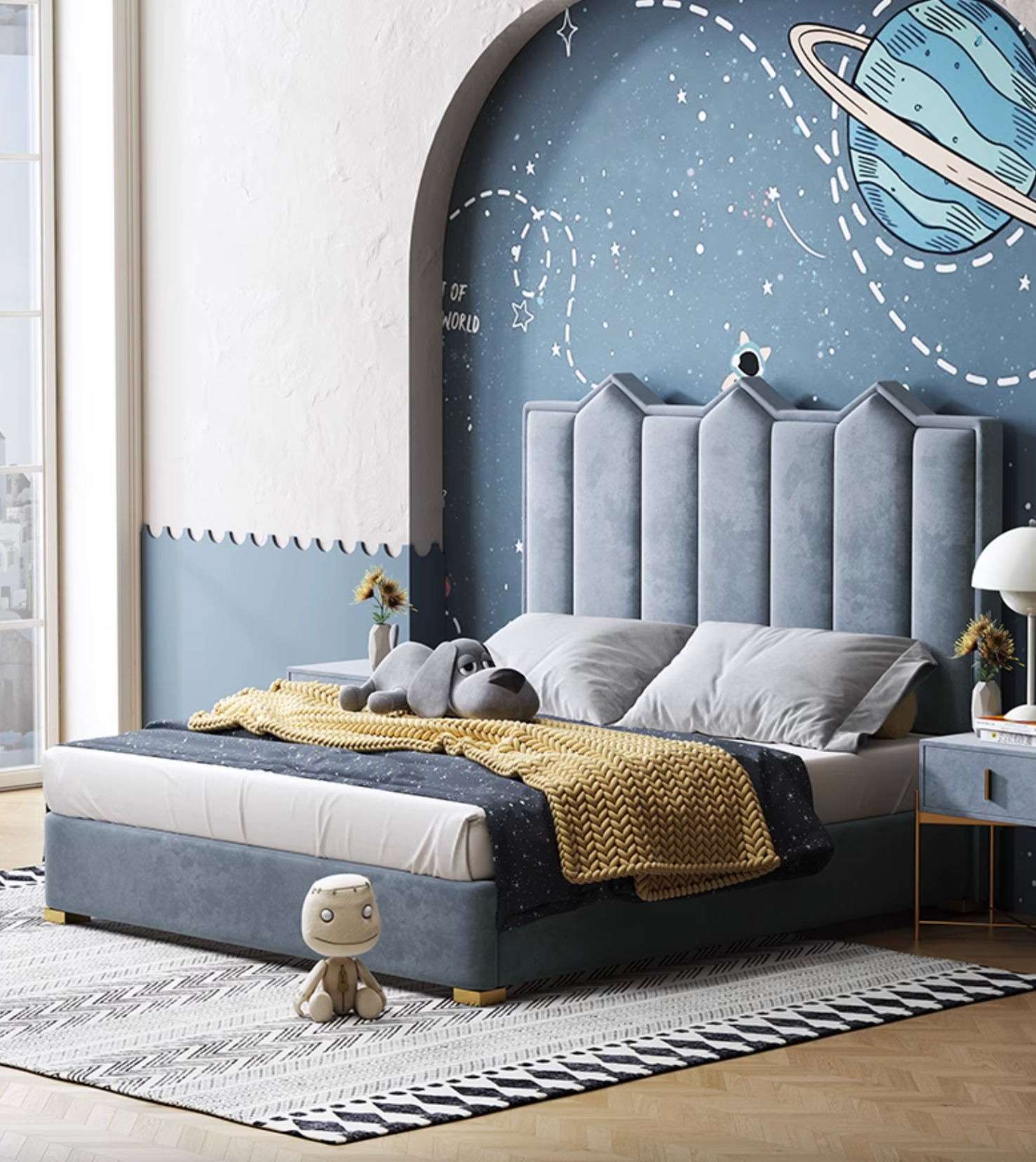 Baber Style King Size / Super King Size Bed, Velvet