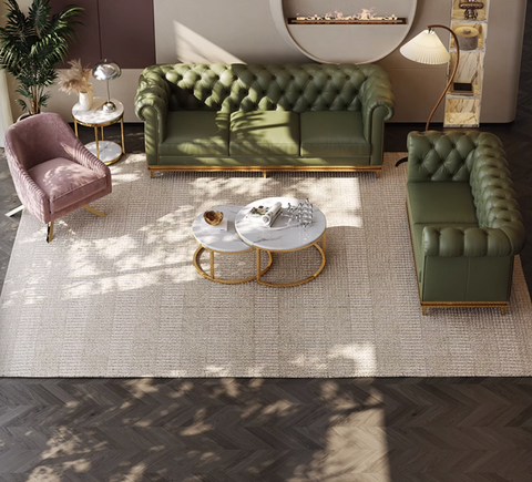 Abbado Chesterfield Three Seater Sofa, Real Leather