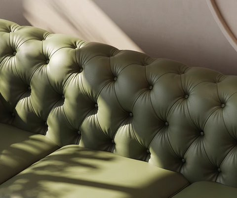 Abbado Chesterfield Three Seater Sofa, Real Leather