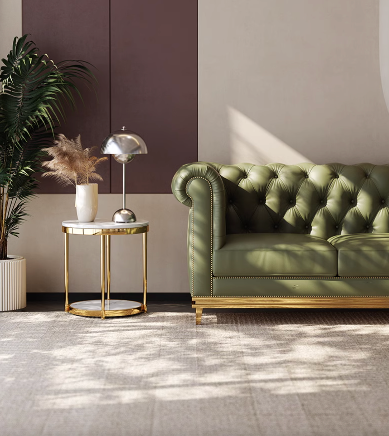 Abbado Chesterfield Three Seater Sofa, Real Leather