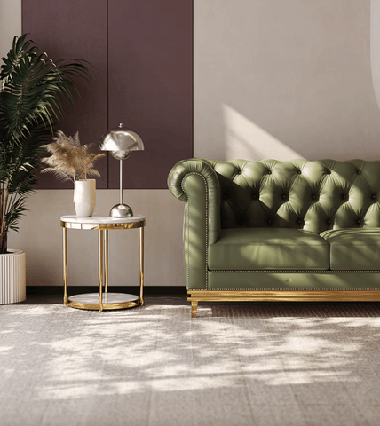 Abbado Chesterfield Three Seater Sofa, Real Leather