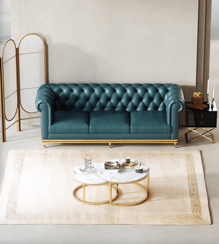 Abbado Chesterfield Three Seater Sofa, Real Leather