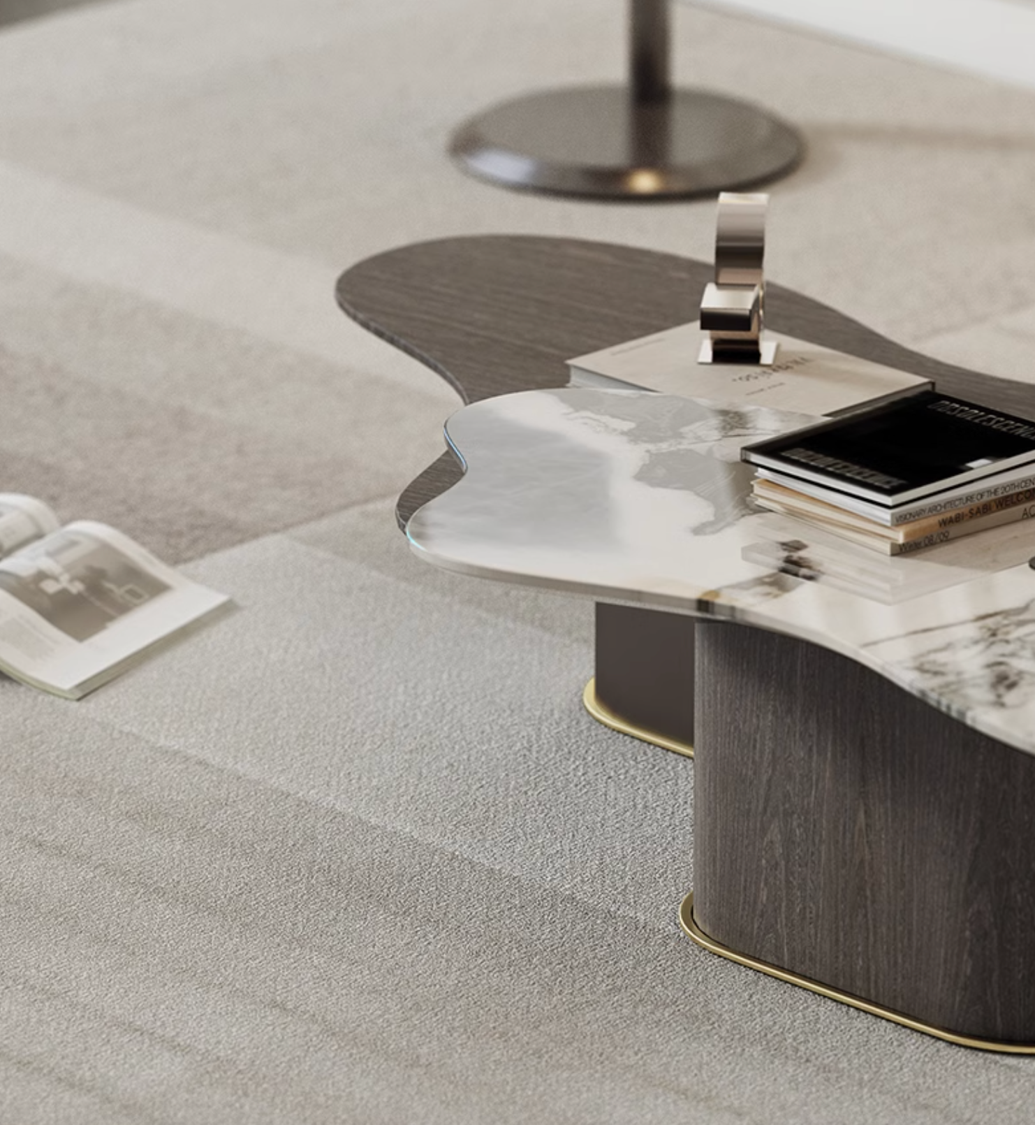 Baines Coffee Table Set, Marble