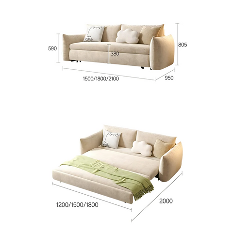 Meera Two Seater Sofa Bed with Storage, Suede