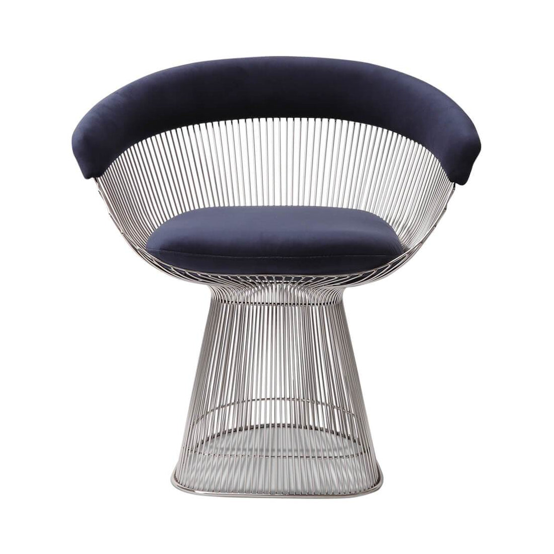 Warren Platner Dining Chair - Chrome Base, Dark Blue
