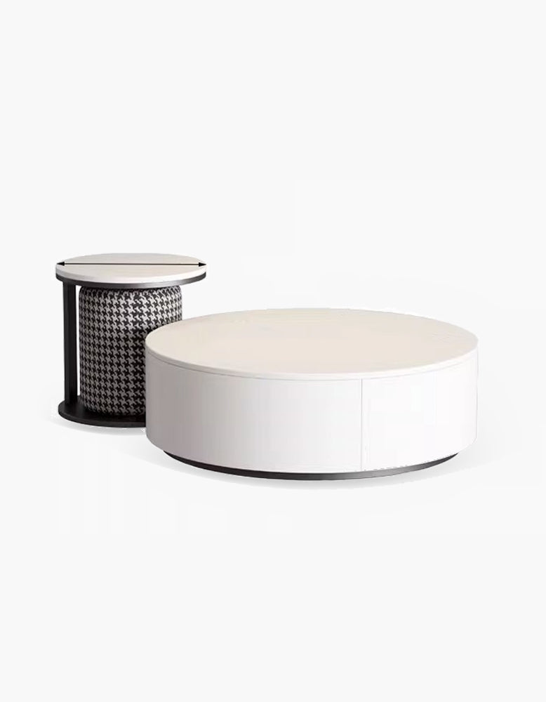 Aria Marble Coffee Table Set, With Stool