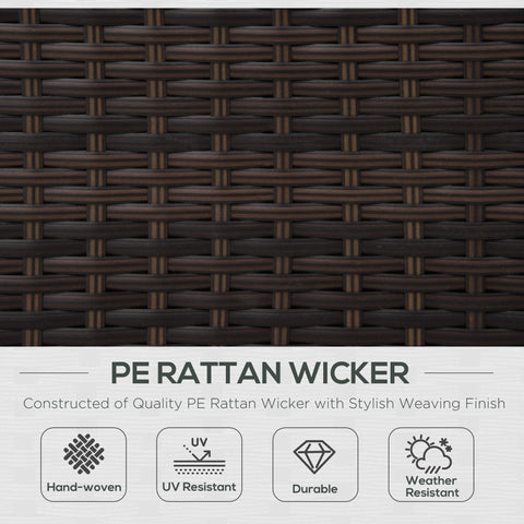 Outsunny Single Seater Rattan Chair, PE Wicker Garden Armchair with 10 cm Thickened Cushion, All-Weather Rattan Garden Chair with Armrests, Brown