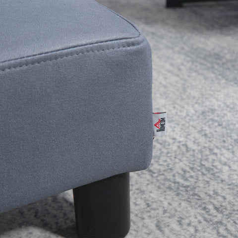HOMCOM Microfiber Cloth Footstool, Small Foot Rest, Rectangle Sofa Stool for Bedroom Living Room, Grey