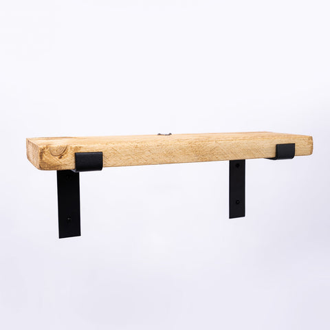 Living Room Shelving - Wooden Shelf Black Brackets