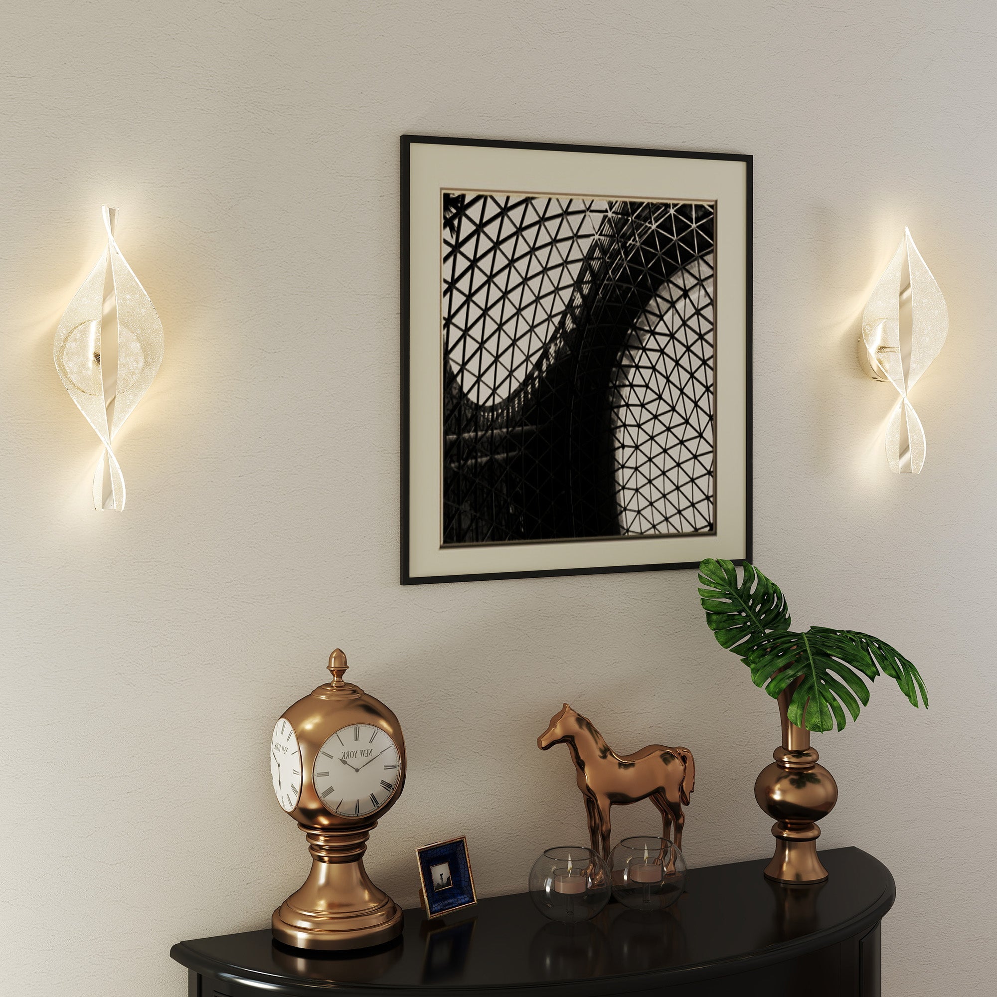 HOMCOM Led Wall Lamp 2 Pack, 13W Modern Indoor Spiral Wall Light, Colour Temperature Adjustable 3000K/4000K/6500K, for Bedroom, Living Room, Hallway, Stairs, Silver Tone