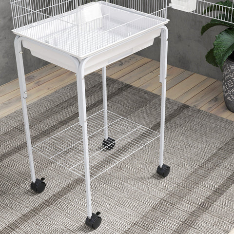 PawHut Bird Cage Budgie Cages for Finch Canary Parakeet with Stand Wheels Slide-out Tray Accessories Storage Shelf, White