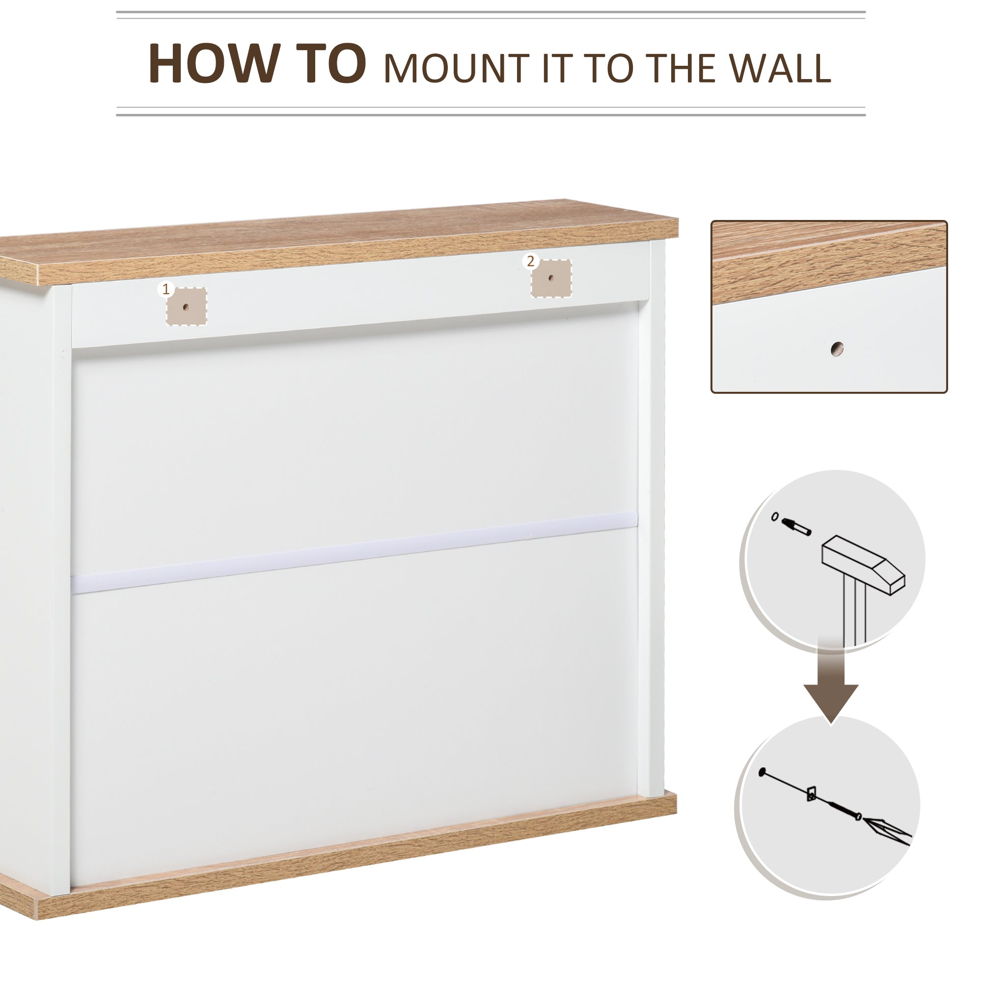 kleankin Bathroom Mirror Cabinet Wall Mounted Storage Cupboard with Double Door and Adjustable Shelf, White