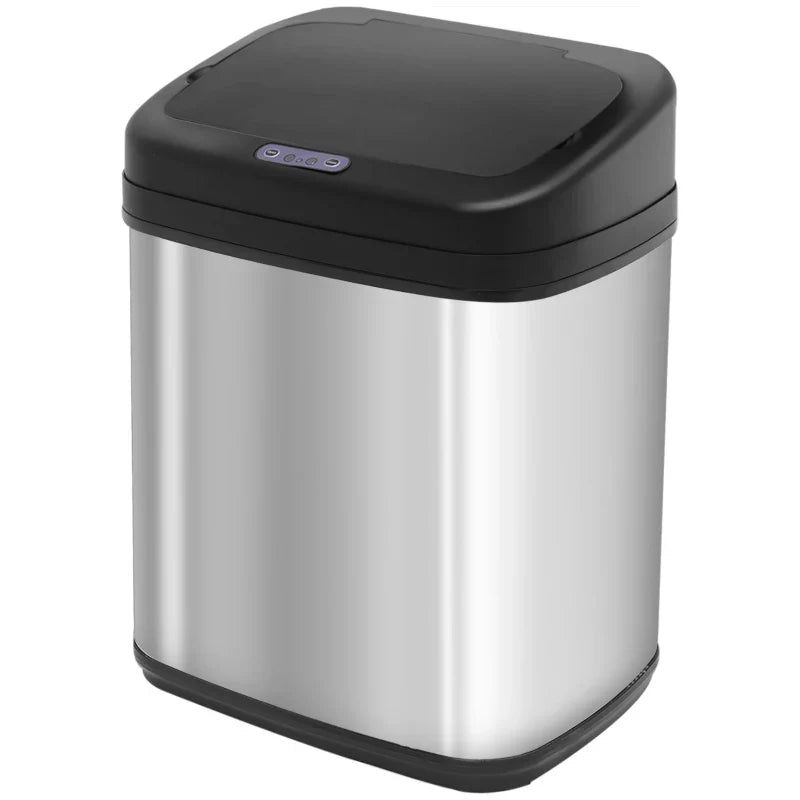 HOMCOM 72L Recycling Sensor Bin Stainless Steel 3 Compartments For Both Wet/Dry Waste w/Removable Lid Kitchen Home