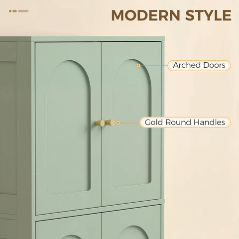 HOMCOM 4-Door Kitchen Storage Cabinet with Adjustable Shelves - Green
