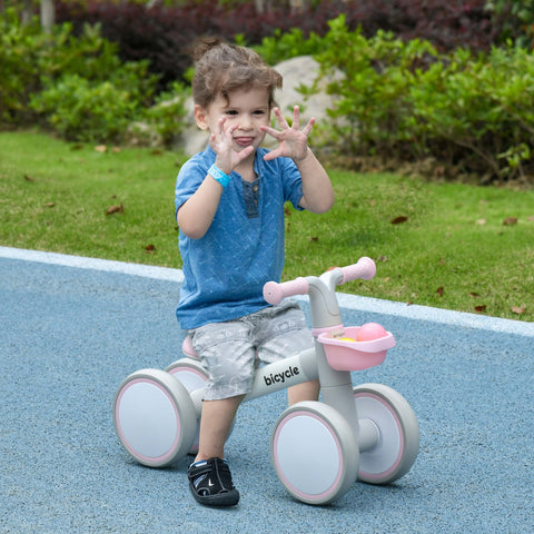 AIYAPLAY Kids Balance Bike for 1-3 Years Old with Adjustable Seat, Silent Wheels, Pink