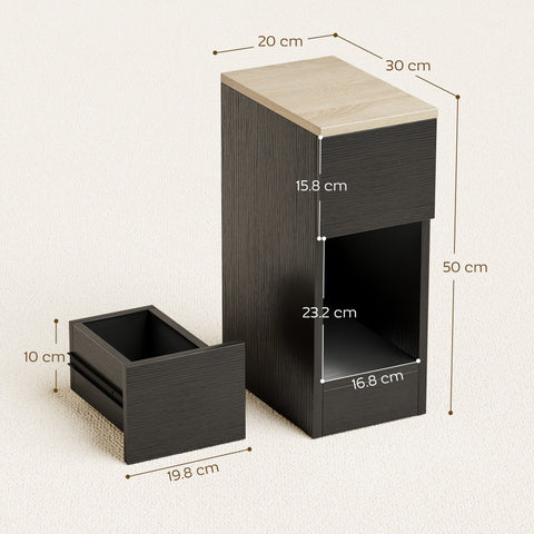 HOMCOM Set of Two Modern Storage Bedside Tables - Black