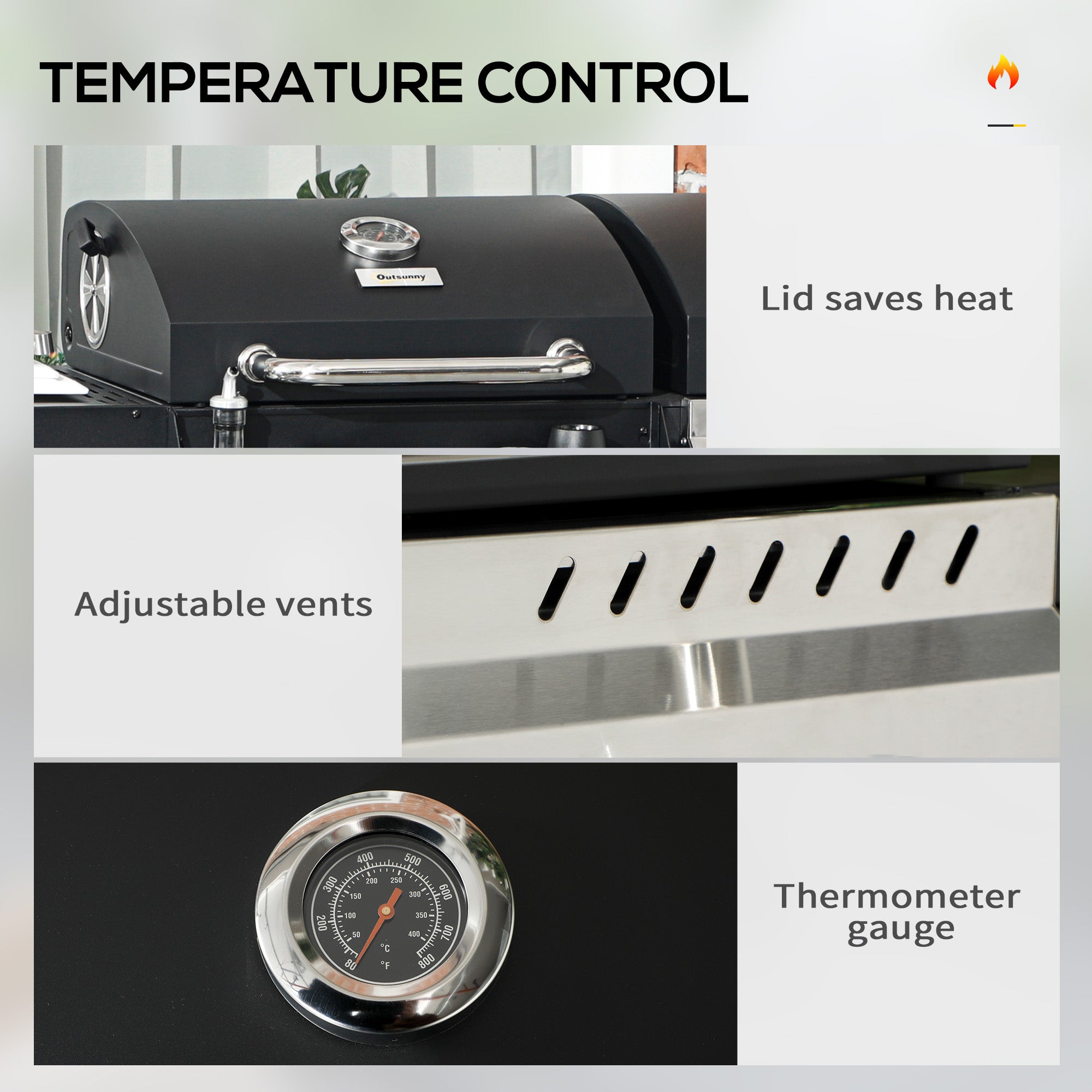 Outsunny Dual Fuel BBQ Grill - Black