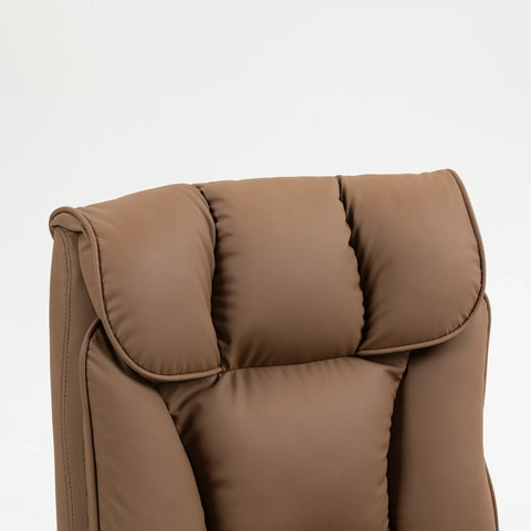 HOMCOM 155° Reclining Faux Leather Swivel Office Chair - Brown