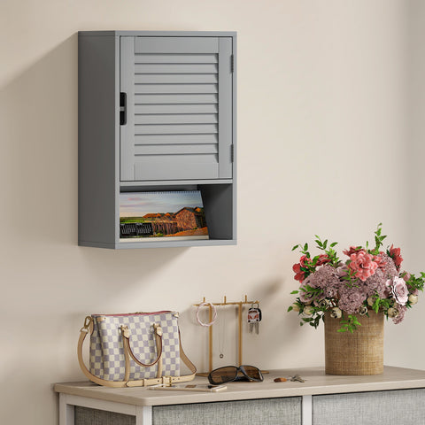 HOMCOM Bathroom Cabinet, Wall Mounted Storage Cabinet with Adjustable Shelves, 40 x 20 x 60 cm, Grey