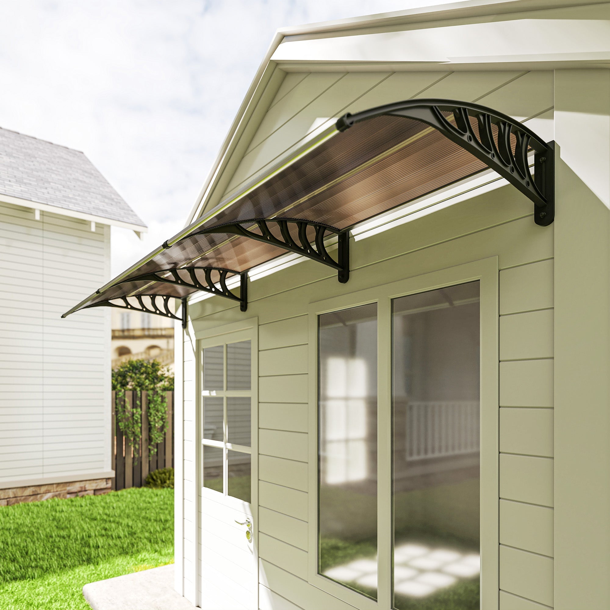 Outsunny Front Door Canopy, Outdoor Awning, Rain Shelter, 303 x 96cm , Brown