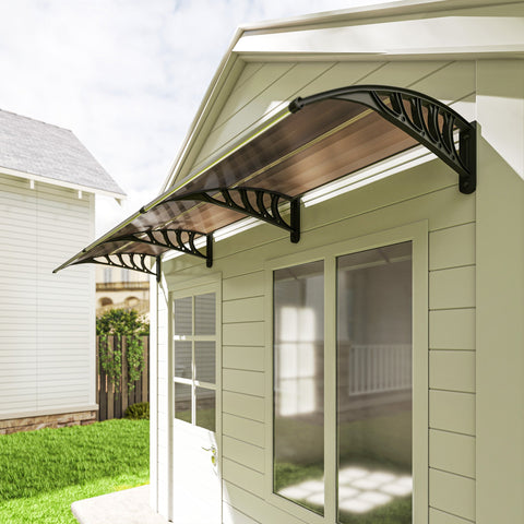 Outsunny Front Door Canopy, Outdoor Awning, Rain Shelter, 303 x 96cm , Brown
