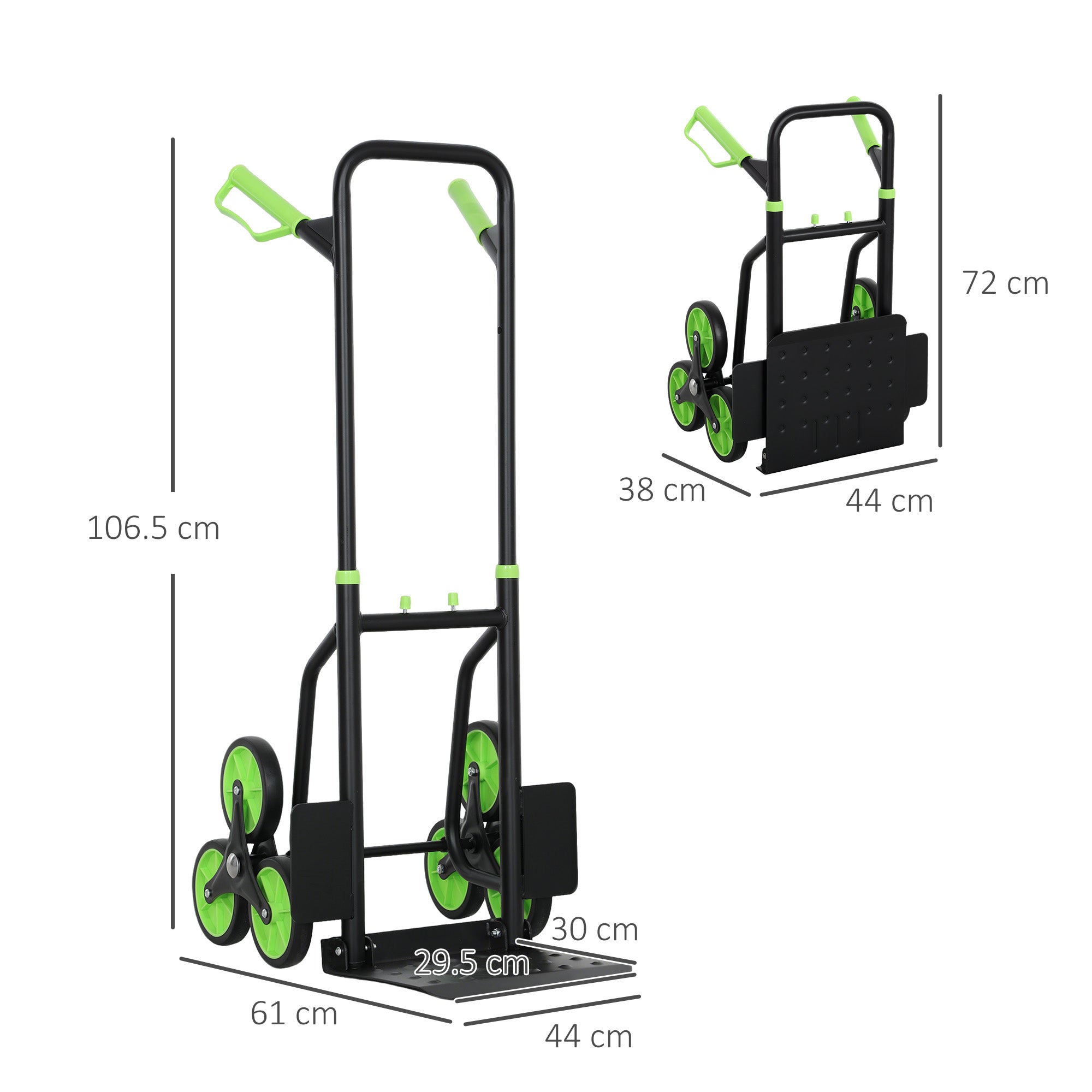DURHAND Six-Wheel Folding  Sack Barrow Trolley - Black/Green