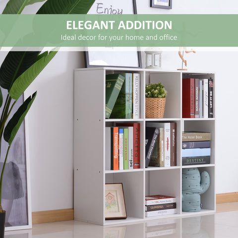 HOMCOM Wooden 9 Cube Storage Cabinet Unit 3 Tier Bookcase Shelves Organiser Rack Display  - White