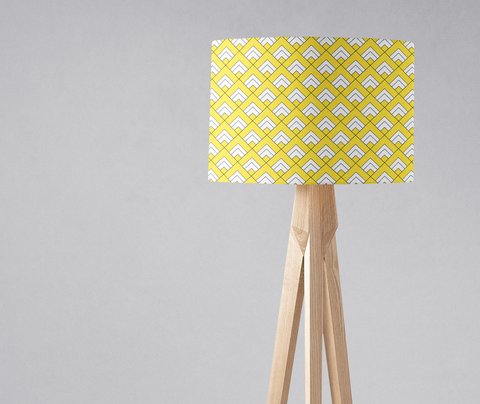 Yellow and White Geometric Tiles Design Lampshade, Ceiling or Table Lamp Shade
