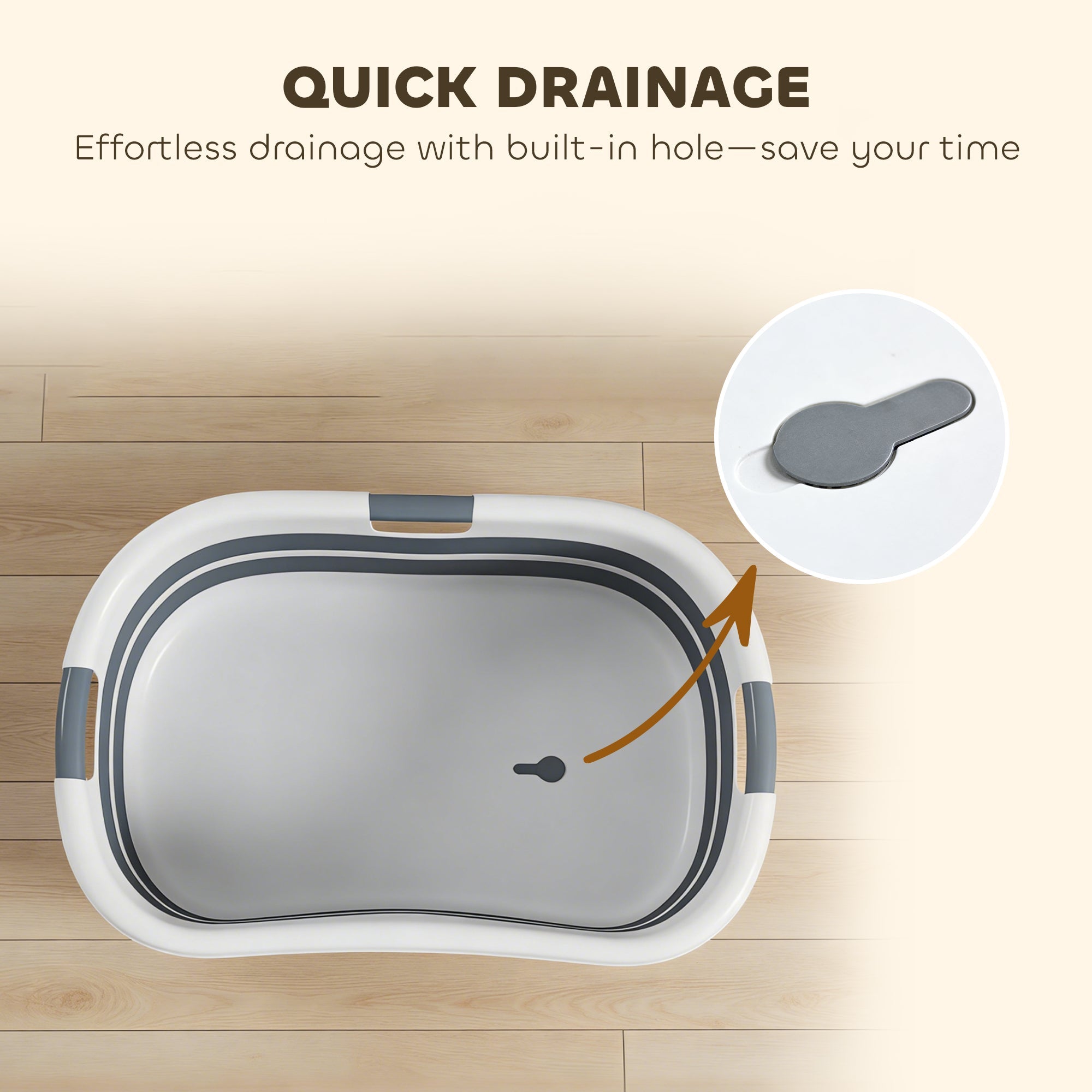 PawHut Dog Bath Tub, Portable Foldable Dog Bathtub with Drainage Hole, for Small Dogs Puppies Grey