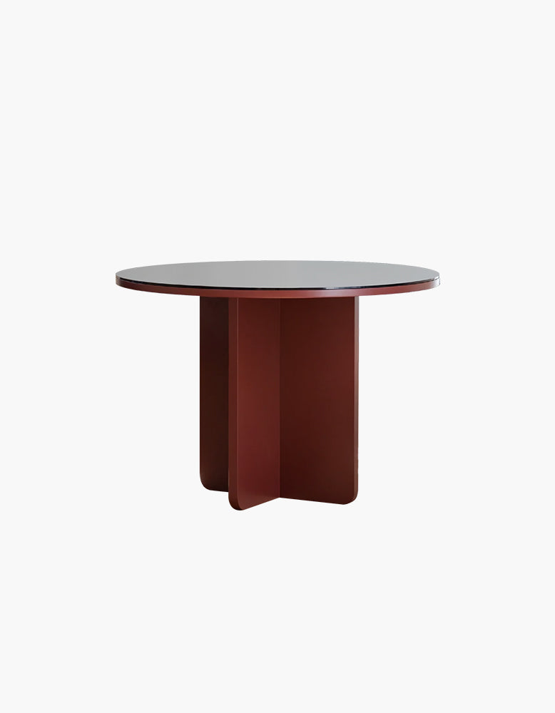 Yadav Glass Top Dining Table, Round Accent Table