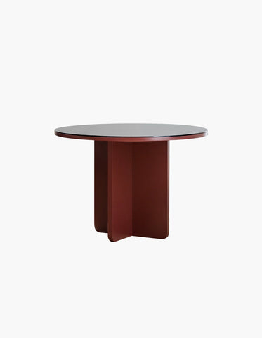 Yadav Glass Top Dining Table, Round Accent Table