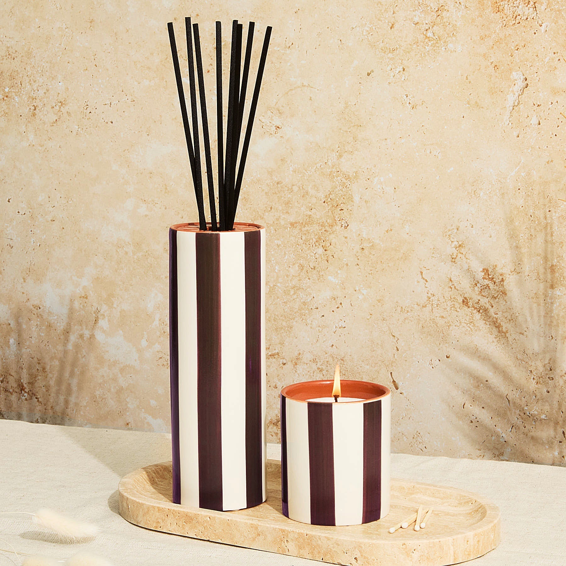 Marrakesh: Chocolate Striped Candle