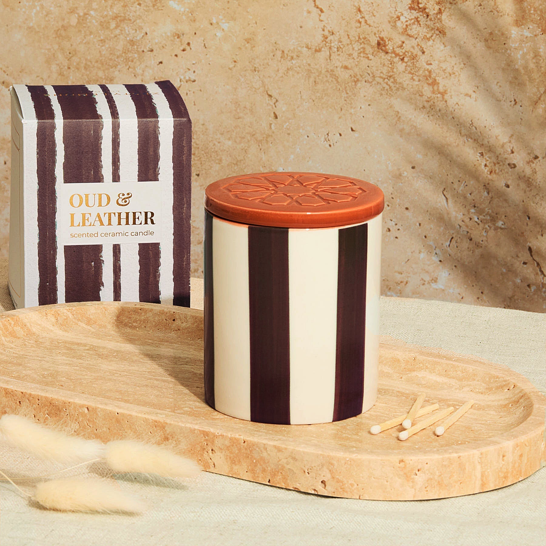 Marrakesh: Chocolate Striped Candle