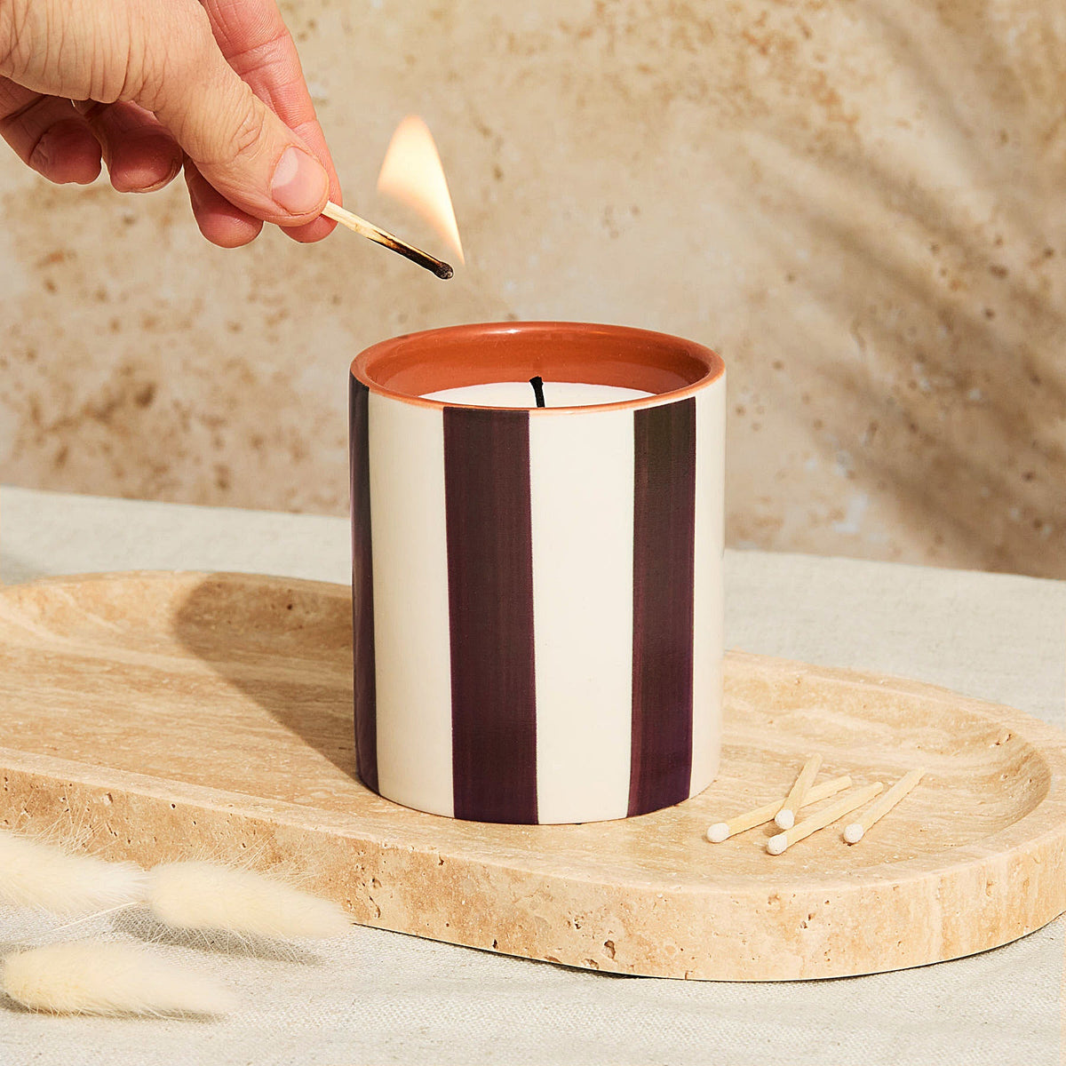 Marrakesh: Chocolate Striped Candle