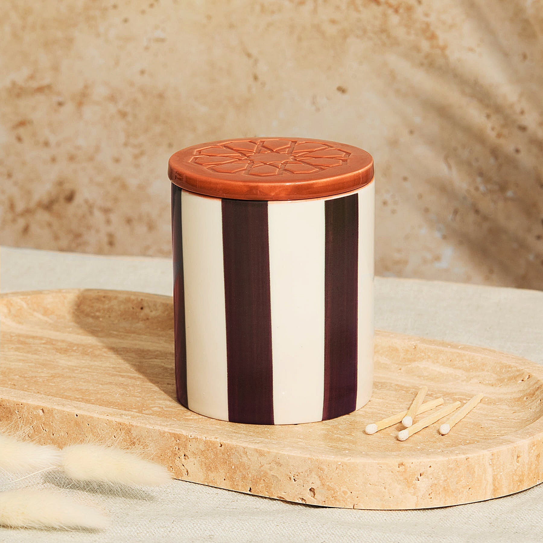 Marrakesh: Chocolate Striped Candle