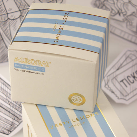 Carnival: Acrobat Blue Votive Candle - Activated Charcoal & Matcha