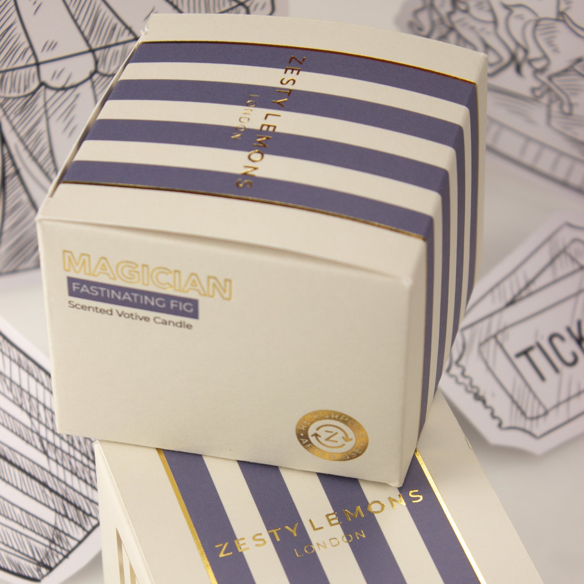 Carnival: Magician Navy Votive Candle - Oud & Leather