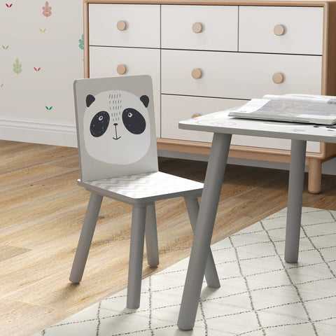 ZONEKIZ Kids Table and Chair Set, Toddler Table with 2 Chairs, Toddler Furniture Set, for Ages 3-8 Years - Grey