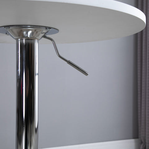 HOMCOM Bar Table Φ60cm Adjustable Height Round Bistro Table w/ Swivel Top Metal Frame Counter Surface Stylish Kitchen Conservatory White