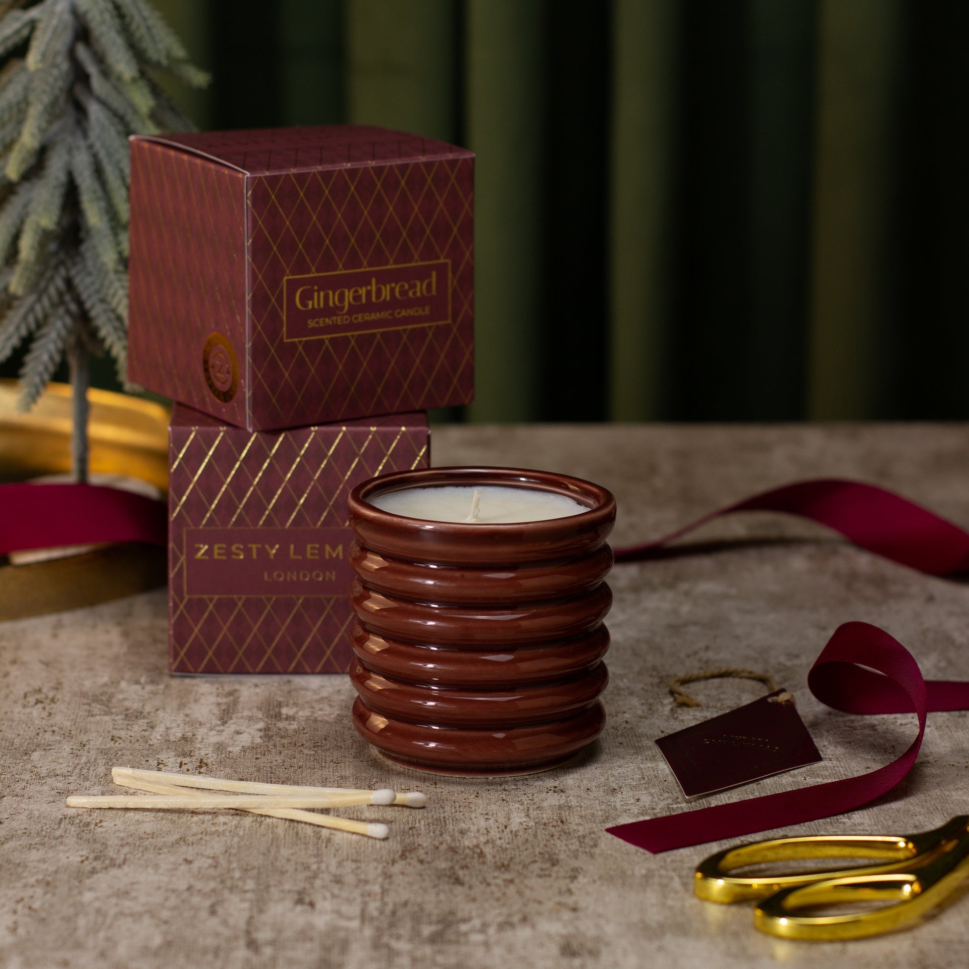 Under the Tree: Burgundy Gingerbread Candle - Gingerbread