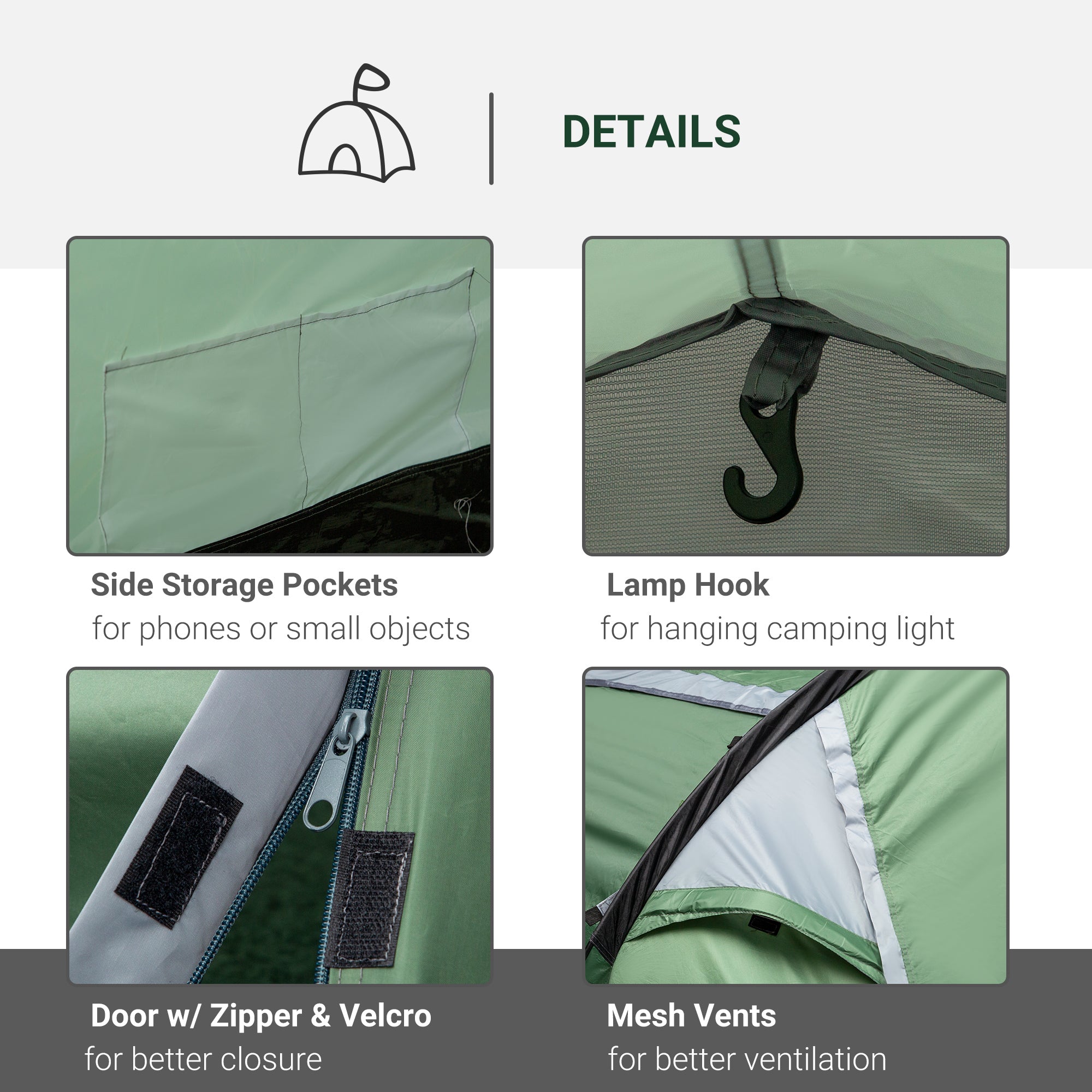 Outsunny Three-Man, Two-Room Tent - Green